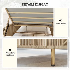 Outsunny Rattanowa Leżanka Ogrodowa, 5-stopniowa regulacja, poduszka w zestawie | Aosom PL