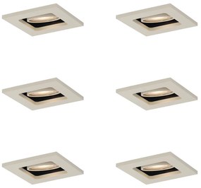 Zestaw 6 nowoczesnych reflektorów wpuszczanych w kolorze beżowym GU10 50 mm, obrotowych i odchylanych - Qure