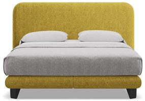Musztardowe łóżko kontynentalne 180x200 cm Ilima – Makamii