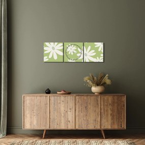 Obraz - Hipisi, zielone kwiaty N⁰1 (z zegarem) (90x30 cm)