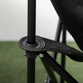 Składany krzesło campingowe Outsunny ze stalową ramą, siedziskiem z materiału, torbą, Czarne