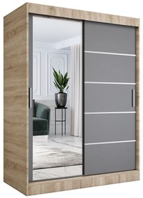 Szafa przesuwna dąb sonoma + antracyt 150 cm - Ebia 4X