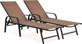 Zestaw 2 metalowych lezaków ogrodowych "Farniente" -Brązowo-szary