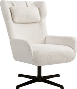 HOMCOM Fotel akcentowy, tapicerowany fotel z powłoką fleece, obrotowy, metalowa rama, kremowy
