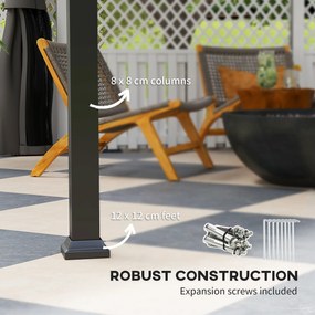 Outsunny Pawilon 3 x 3 m Wodoodporny Stabilny Odporna na zimę Altana ogrodowa z bocznymi ściankami, siatkami, hakiem, twardy dach Ciemnoszary | Aosom PL