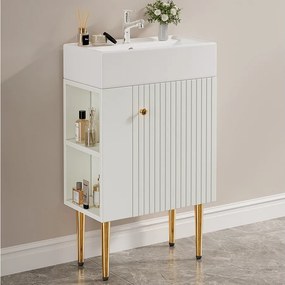 Szafka łazienkowa z umywalką - 55 x 31 x 91,5 cm - z 2 szufladami - MDF - biała