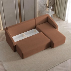 Masseno Narożnik MARELLO z funkcją spania i pojemnikiem na pościel Narozniki L, Rozkładana sofa - Miedziany, QUELLE 54