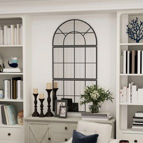 HOMCOM Lustrzany Panel ścienny, Lustra Okienne, Trzyczęściowe, z Metalową Ramą, 76 x 53 cm, Czarny