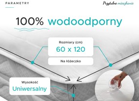 Nieprzemakalny ochraniacz na materac PIKOWANY do łóżeczka 60 x 120 cm