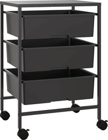 HOMCOM Boczny wózek na kółkach z 3 koszami do przenoszenia i przechowywania, wózek kuchenny, 40,8 dł. x 33,5 szer. x 60,5 wys. cm, Czarny