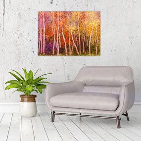 Obraz na szkle kolorowego lasu (70x50 cm)
