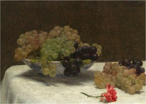 Obraz na szkle - Henri Fantin-Latour, Still Life with Grapes and a Carnation, reprodukcje (70x50 cm)