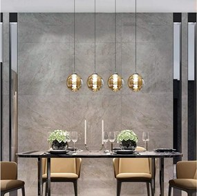 NETTLIFE Lampa wisząca ze szkła bursztynowego średnica 70cm G9 lampa stołowa z regulacją wysokości z 4 bursztynowymi lampami lampa do kuchni do salonu