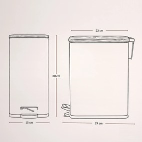 Wąski kosz łazienkowy VEDA, 5 l