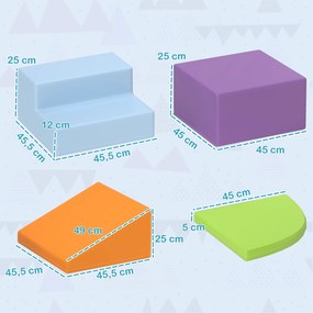 HOMCOM Zestaw miękkich klocków dla dzieci, zabawki do wspinania i pełzania, miękki materiał skóropodobny, pianka EPE, wielobarwny