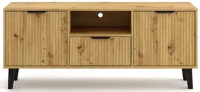 Szafka pod telewizor ryflowana na nóżkach dąb artisan H2-H73