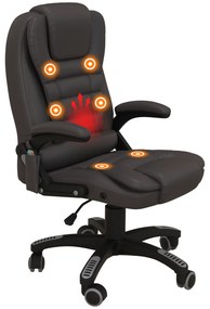 HOMCOM Fotel biurowy ergonomiczny obrotowy z masażem i podgrzewaniem ciemny brąz | Aosom PL