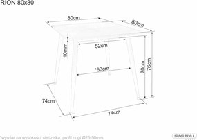 Kwadratowy stół Rion 80x80 Signal z blatem w imitacji marmuru