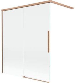 Mexen Rox parawan nawannowy 2-skrzydłowy rozsuwany 140 x 150 cm, transparent, miedź szczotkowana - 8C9-140-003-65-00