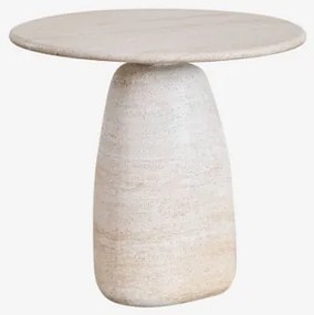 Okrągły Stolik Pomocniczy W Stylu Cementu Trawertyn Grebik Ø60 Cm - Sklum