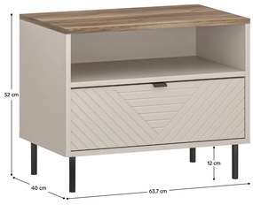 Szafka nocna EYCO 1S, kaszmir/dąb castello