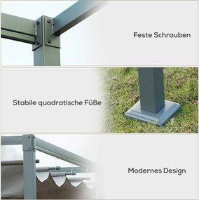 Nowoczesna Pergola Metalowa 3x2m z Dachem Przeciwsłonecznym - Pergola Szara 298x213cm, Idealna Ochrona dla Ogrodu i Tarasu | Aosom PL