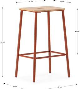 Ceglaste hokery zestaw 2 szt. (wysokość siedziska 65 cm) Abba – Marckeric