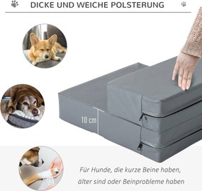 PawHut Schody dla psa kota Schodki podest antypoślizgowe łatwe w czyszczeniu szare 45x39x20cm | Aosom PL