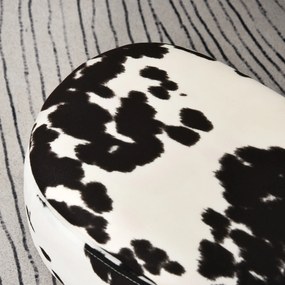 Taboret zwierzątko ozdobna pufa ze schowkiem Stołek w kształcie krowy Czarno-biały z naturalnymi akcentami | Aosom PL