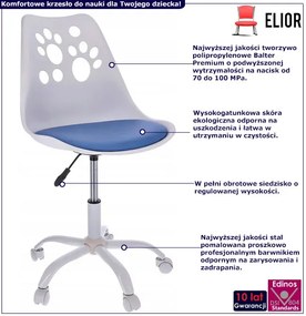 Biało-niebieski fotel obrotowy młodzieżowy E5-M28