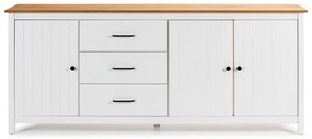 Biała niska komoda z litego drewna sosnowego 190x80 cm Miranda – Marckeric
