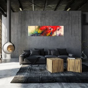 Obraz czerwonych papug Ara (170x50 cm)