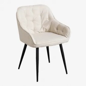 Krzesło Jadalniane Z Podłokietnikami, Tapicerowane Tkaniną Zilen Distressed White - Sklum