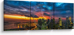 Obraz - Urban (z zegarem) (90x30 cm)