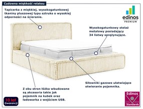 Kremowe sztruksowe łóżko tapicerowane 5 rozmiarów K2-R31