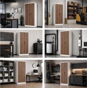 Szafa biurowa na dokumenty biała / orzech: Eco Design JAN 900 x 1850 x 400 mm