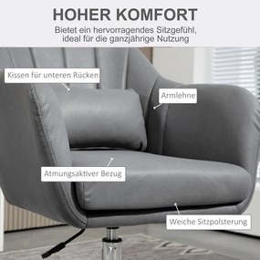 HOMCOM Obrotowy fotel biurowy, regulowany na wysokość, poliester, metal, 60 x 60 x 79-91 cm, Ciemnoszary