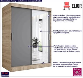 Szafa przesuwna dąb sonoma + antracyt 150 cm - Palmira 4X