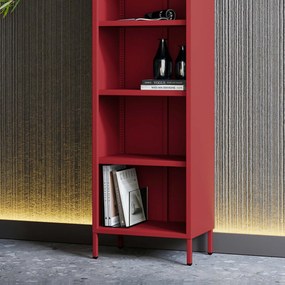 Regał na książki MARIO, 500 x 1800 x 350 mm, Modern: czerwony