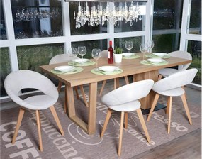 Krzesło do jadalni Almada III (zestaw 6 sztuk),  tekstylny, kremowy/szary