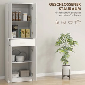 HOMCOM Szafka kuchenna, 3-stopniowa regulacja półek, płyta wiórowa, MDF, dużo miejsca, biała