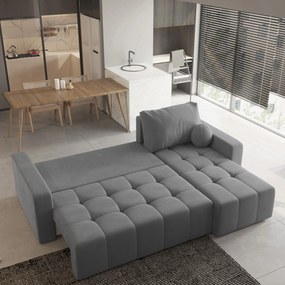 Masseno Narożnik VOLIRA z funkcją spania i pojemnikiem na pościel Narozniki L, Rozkładana sofa - Szary, KRONOS 15