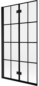 Mexen Mist parawan nawannowy 2-skrzydłowy lewy 100 x 150 cm, czarna kratka, czarny - 8A9-100-002-70-77-L