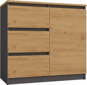 Nowoczesna Komoda Z Szufladami Antracyt + Dąb Artisan N0-S28