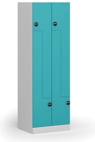 Metalowa szafka ubraniowa Z, 4-drzwiowa, 1850 x 600 x 500 mm, demontaż, zamek RFID, drzwi zielone