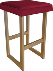 Hoker ALEX krzesło barowe tkanina Welur podstawa metalowa : Kolor Stelaża - Złoty, Kolor tkaniny - VELVET - MG31, Wysokość - 75 cm
