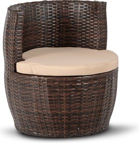 Zestaw Mebli Ogrodowych FRIO Brązowy/Beżowy 2x Fotel Stolik Tarasowy Nowoczesny