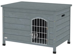 Buda PawHut dla psów, domek z drzwiami, transportowa klatka, domek dla zwierząt, świerk, szary