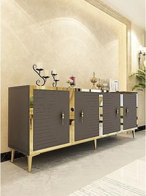 Komoda z płyty wiórowej pokrytej melaminą – 180 cm x 75 cm x 32 cm – antracyt i złoto