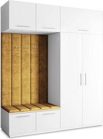 Masseno Garderoba REMA 200/240/60 cm Nowoczesna Szafa do Przedpokoju Biała, MONOLITH 48 (Żółty)